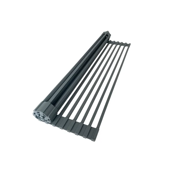 Stylish Multipurpose Over Sink Roll-Up Dish Drying Rack - Dark Grey