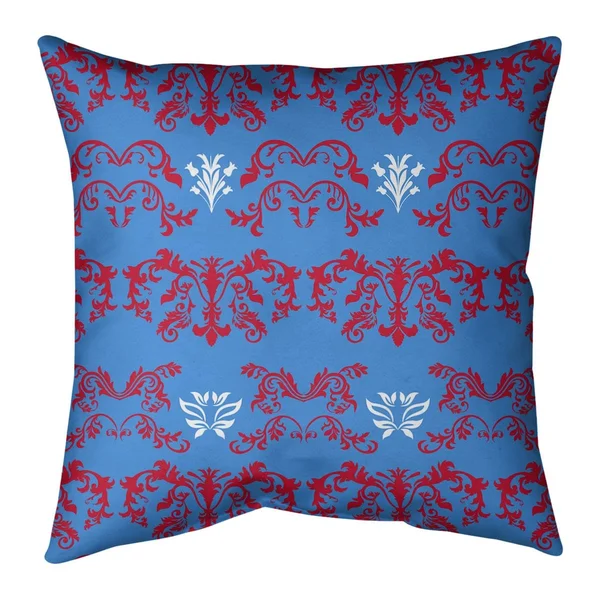 Houston Throwback Football Baroque Pattern Accent Pillow-Faux Suede - 18 x 18 - Red/Light Blue/White