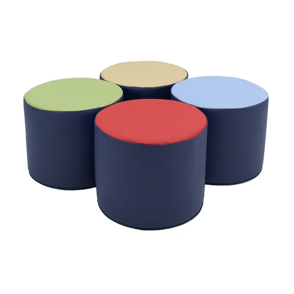 Factory Direct Partners FDP SoftScape 15 inch Round Two-Tone Accent Ottoman for Kids; Modern Children's Furniture - FLEXIBLE, Lig