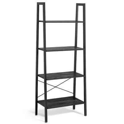 Samah 58x22 H x 24x22 W Iron Ladder Bookcase 17 Stories Color: Black