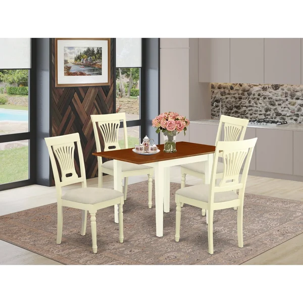 East West Furniture Dining Room Set Buttermilk & Cherry - NDPL5-WHI-C