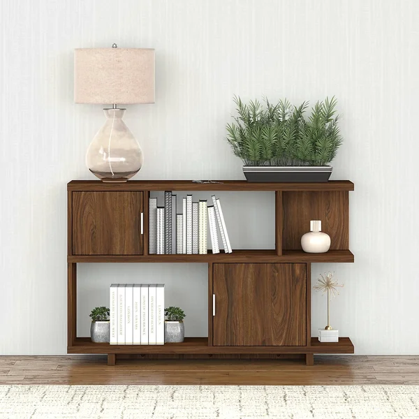 Kathy Ireland Home Madison Avenue Console Table with Storage - Modern Walnut
