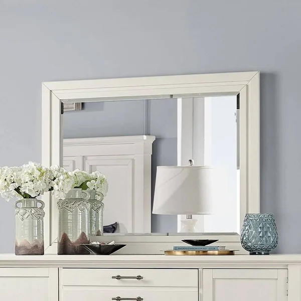 Magnussen Lola Bay Dresser with Landscape Mirror in Seagull White