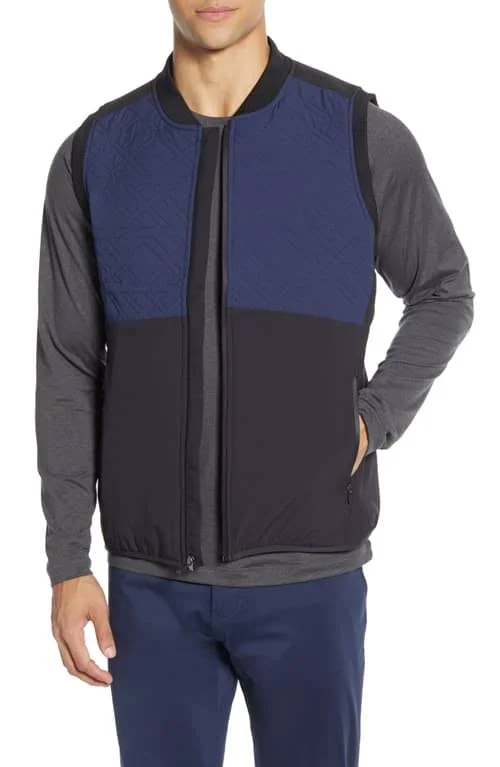 Men's Rhone Midtown Quilted Yoke Vest, Size Large - Black