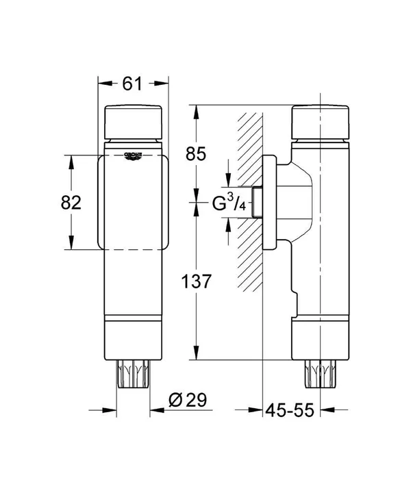 Grohe 37347000 Rondo A.S Flush Valve for Toilet