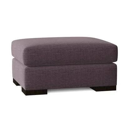 Branam 32x22 Rectangle Standard Ottoman Winston Porter Body Fabric: Lena Alloy, Leg Color: Dark Brown