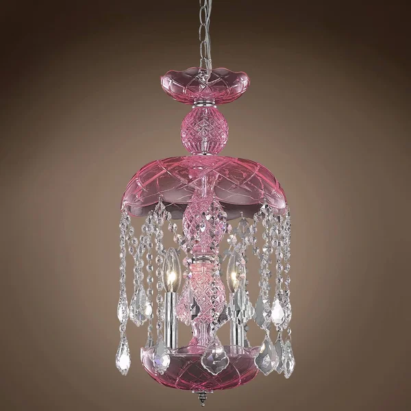 Joshua Marshal Jm Harvest Design 3 Light 11x22 Pink Chandelier 701410