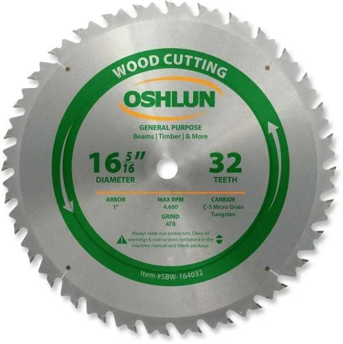 Oshlun SBW-164032 16-5/16x22 x 32T x 1x22 Arbor Saw Blade