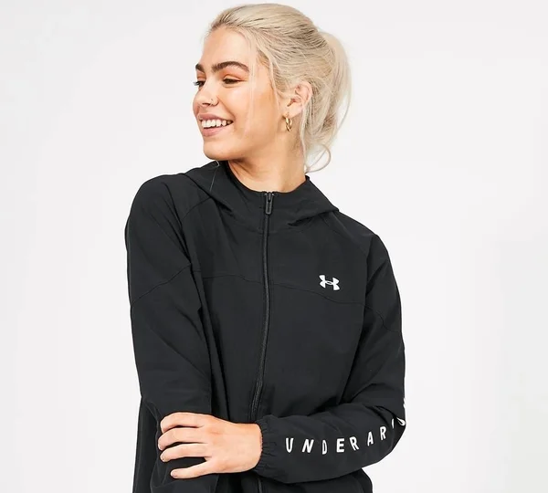 Under Armour Women's Black Woven Hooded Jacket