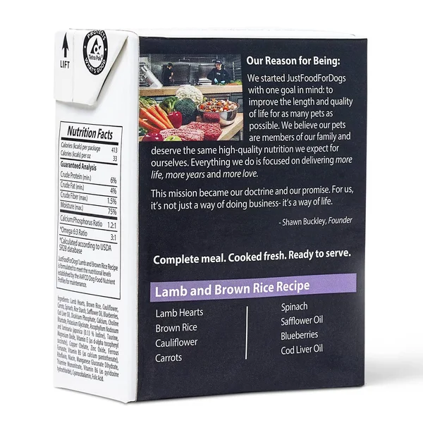 Just Food for Dogs 12 Pack Lamb & Brown Rice Dog Food, Fresh & Healthy Food for Dogs Gluten Free- PantryFresh