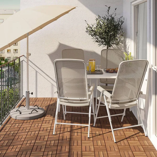 IKEA - TORPAR? Table + 4 Reclining Chairs, Outdoor, White/Beige, 51 1/8