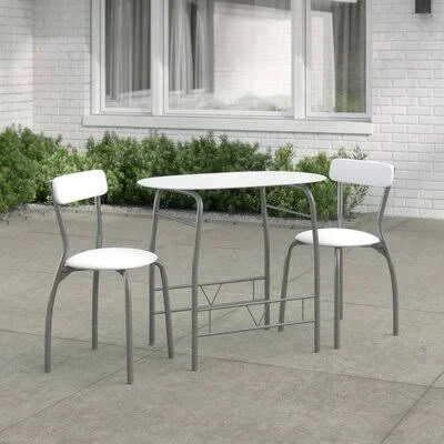 Ebern Designs Paugh Space Saver 3 Piece Bistro Set, White