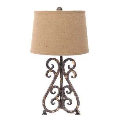13x22 x 11x22 x 23.75x22 Bronze, Vintage Metal, Khaki Linen Shade - Table Lamp Canora Grey, 23.75 x 13 x 11 Inches