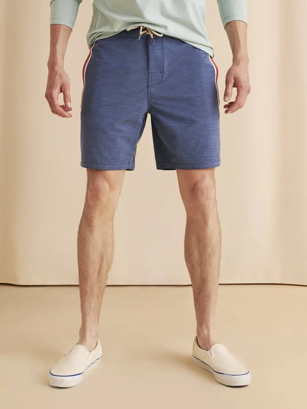 Faherty Men's Retro Surf Stripe Boardshort - Blue Red Stripe 32