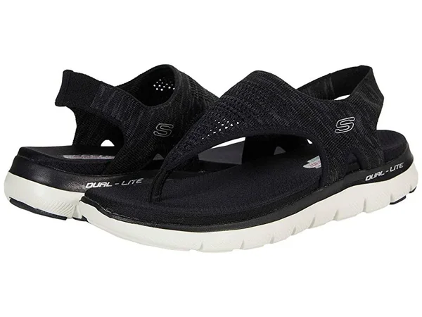 Skechers Women's Flex Appeal 2.0 - Spring Motion 2 Sandals, Black, 5.0
