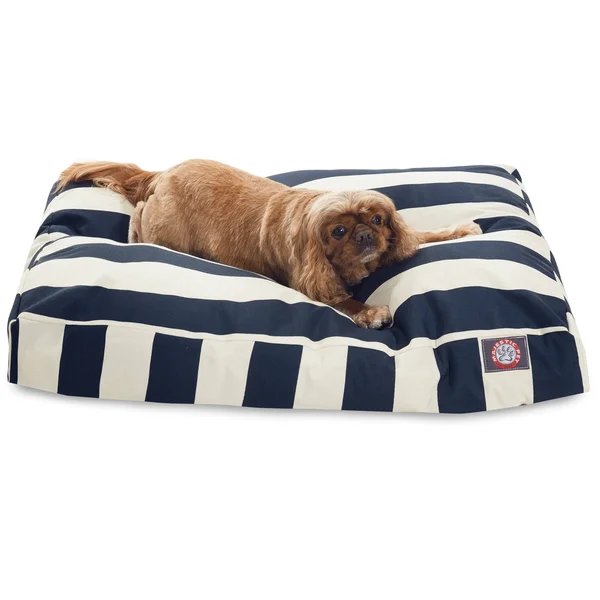 Majestic Pet Navy Blue Vertical Stripe Medium Rectangle Pet Bed