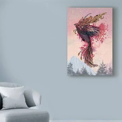 &Phoenix Bacl Bird& Acrylic Painting Print on Wrapped Canvas Ebern Designs Size: 19x22 H x 12x22 W x 2x22 D