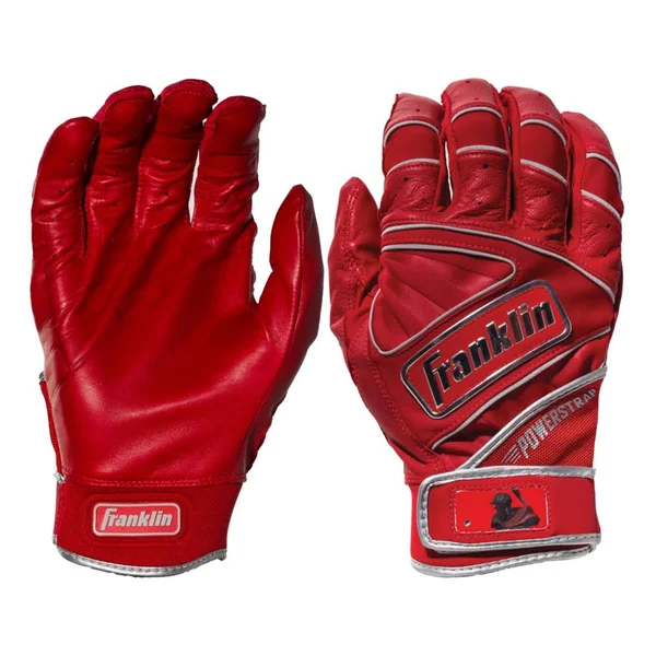 Franklin Powerstrap Chrome Adult Batting Gloves - Royal Large
