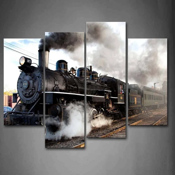 First Wall Art Framed Old Steam Trains Wall Art Painting Picture Canvas Print Train Pictures