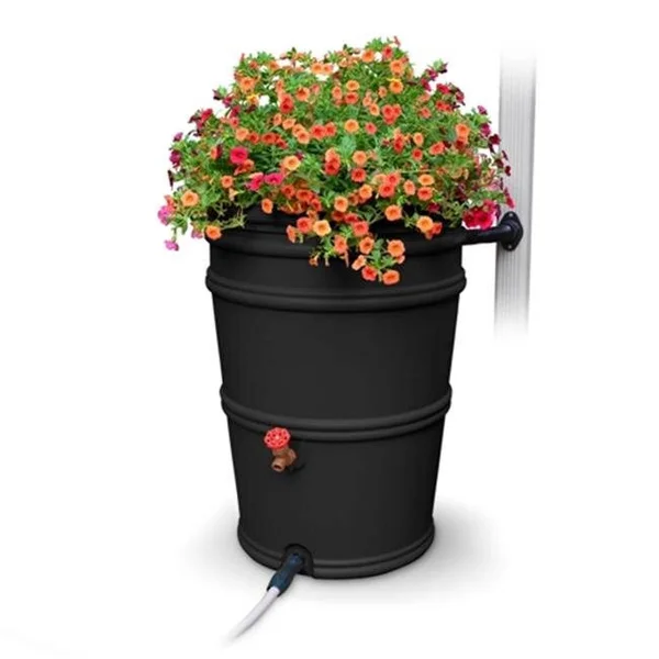 45 Gallon RainStation Rain Barrel - Recycled Charcoal - Size: 24