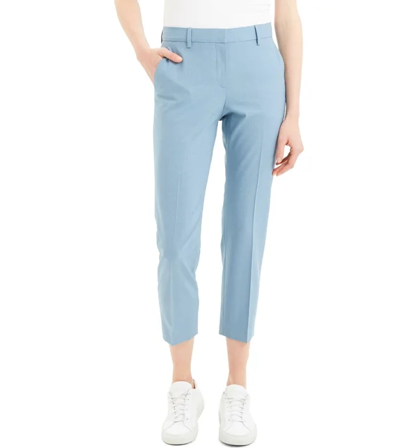 Theory Women's Treeca Pant in Good Wool - Blue - 12