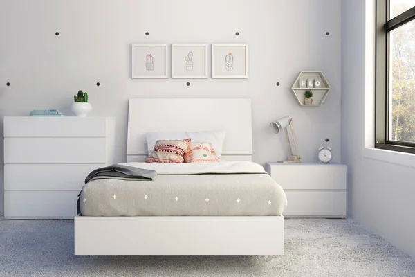 Paris 4 Piece Twin Size Bedroom Set in White - Nexera 400782