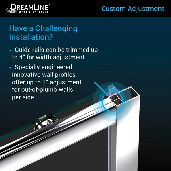 DreamLine DL-6971L-01CL Infinity-Z Sliding Shower Door & Slimline 32x22 x 60x22 Shower Base Left Drain
