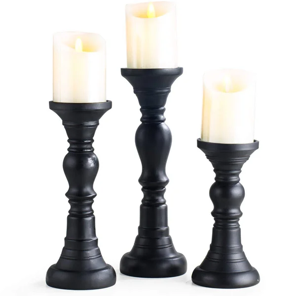 Sunface Resin Pillar Candle Holders Set of 3-7.9