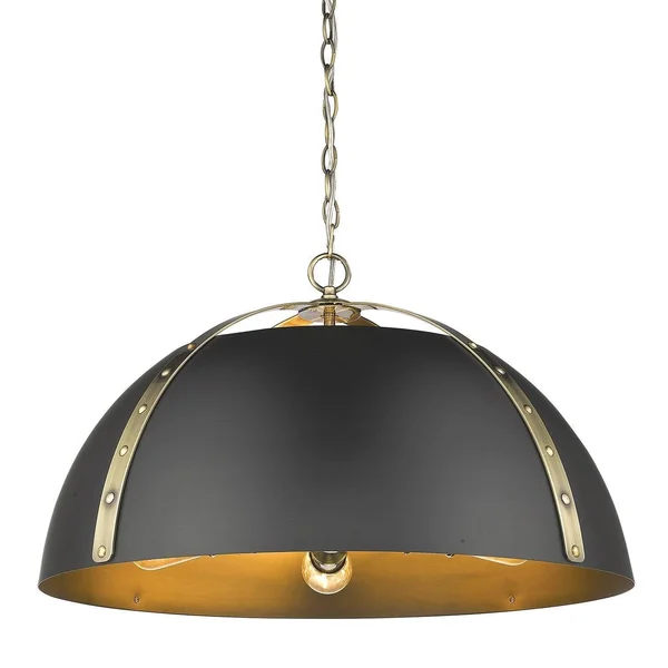 Golden Lighting 5 Light Pendant Matte White Shade Pewter Finish