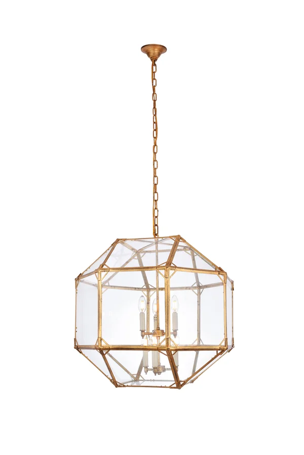 Elegant Lighting 1514D24GI Gordon 6 Light Golden Iron Chandelier