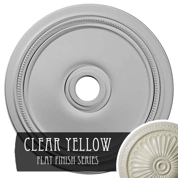 24x22OD x 3 5/8x22ID x 1 1/4x22P Diane Ceiling Medallion (Fits Canopies Up to 6 1/4x22), Hand-Painted Clear Yellow