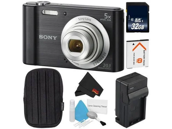 Sony Cyber-shot DSC-W800 Digital Camera (Black) + Small Case + 32GB SDHC Class 10 Memory Card + NB-BN1 Lithium Ion Battery + Ext