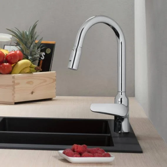 Hansgrohe M42 Single Lever Kitchen Faucet 220, with Pull-Out Spray and sBox Chrome 71820000