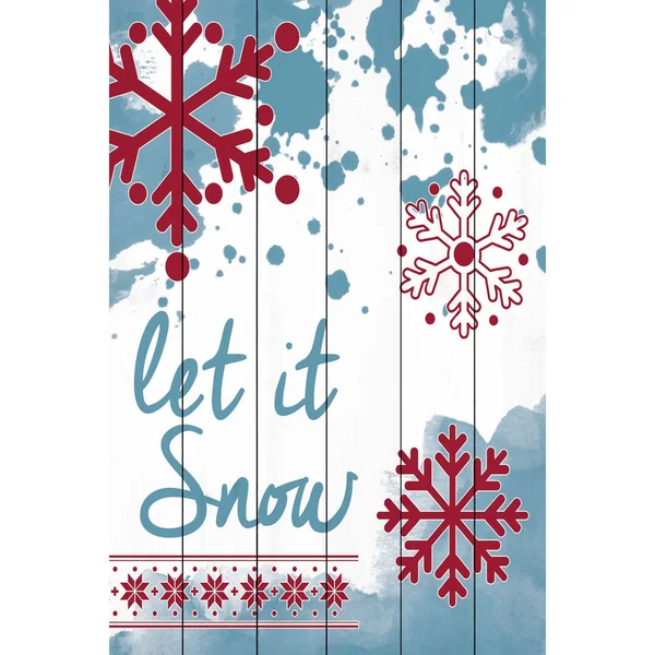 Let It Snow Painting Print on White Wood - Size: 24 inch x 16 inch