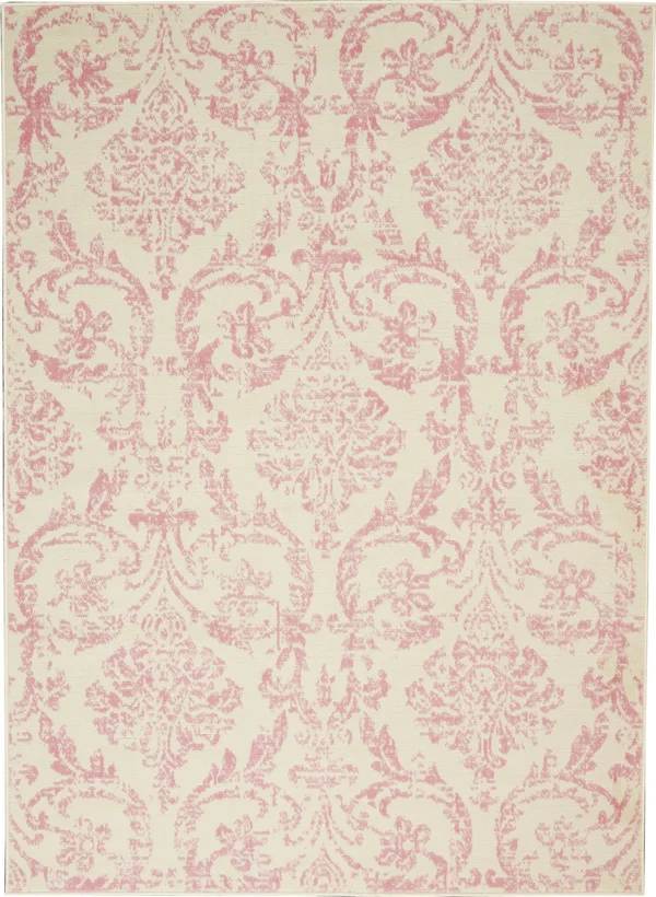 Nourison Jubilant JUB09 Area Rug - Ivory/Pink, 7& x 10&