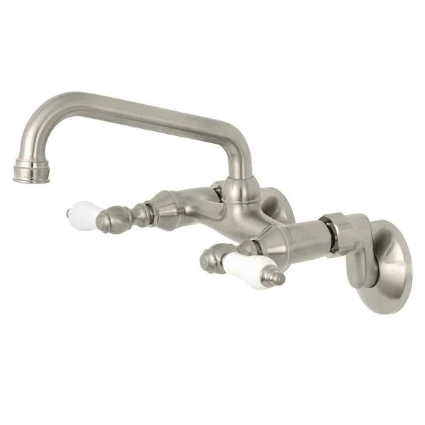 Kingston Brass Ks513sn 6 in. Adjustable Center Wall Mount Kitchen Faucet Brushed Nickel