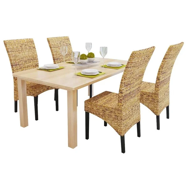 vidaXL Dining Chairs 4 Pcs Abaca and Solid Mango Wood