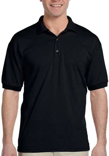 Black Custom Printed Adult Jersey Sport Polo Shirts (Black - Sample)