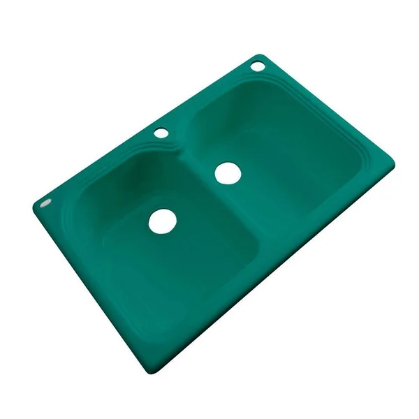 Thermocast Hartford Drop-In Acrylic 33 in. 2-Hole Double Bowl Kitchen Sink in Verde 44242