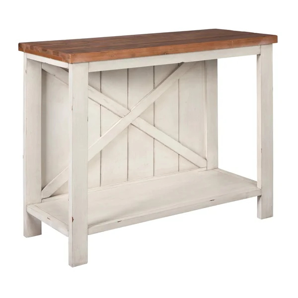 Ashley Abramsland - White/Brown - Console Sofa Table