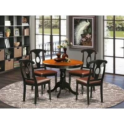 Garlington 5 - Piece Rubberwood Solid Wood Dining Set Rosalind Wheeler