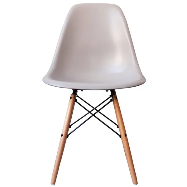 Eiffel Chair with Natural Wood Legs - Light Grey. Set of 2