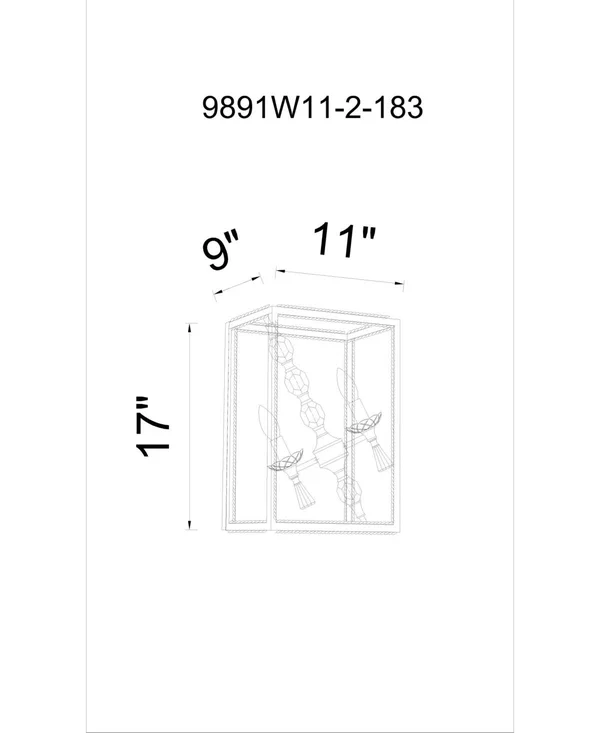 CWI Lighting 9891W11-2-183 Tapi 2 Light Wall Sconce with Luxor Silver Finish