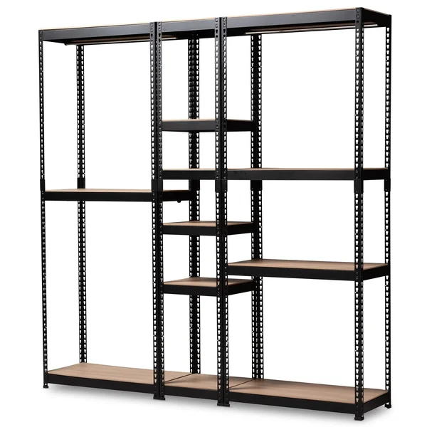 Baxton Studio Contemporary 10-Shelf Closet Storage Racking Organizer - Black