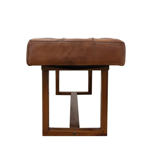 Pemberly Row Mid-Century Modern Espresso Dallas Genuine Leather Bench