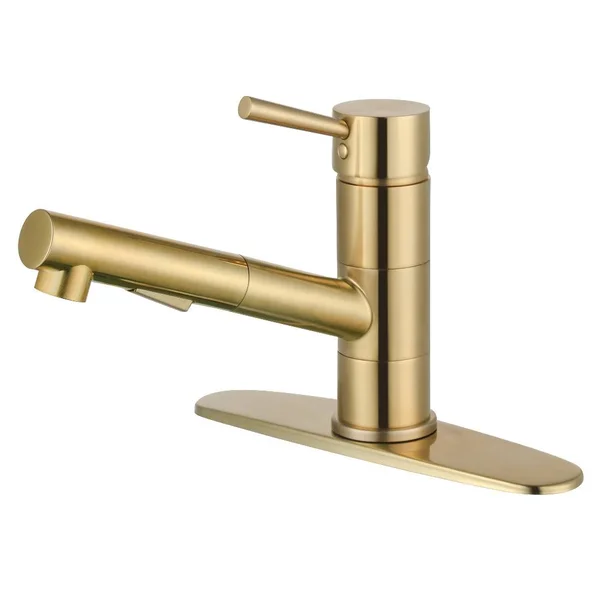 Kingston Brass LS8403DL Concord Single-Handle Pull-Out Kitchen Faucet - Brushed Brass
