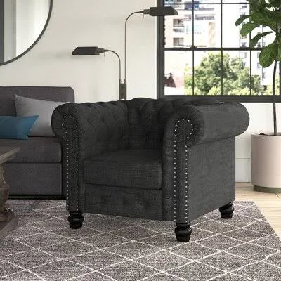 Addilyn 34.5x22 Wide Tufted Chenille Chesterfield Chair Greyleigh Fabric: Gray Chenille