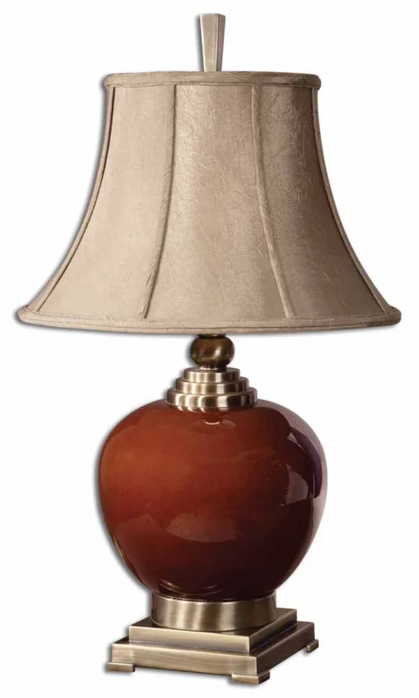 Uttermost Daviel 31x22 Table Lamp - Cinnamon Red/Coffee Bronze