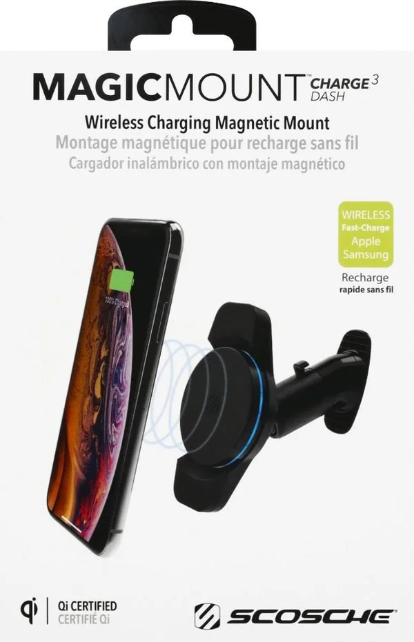Scosche MagicMount Charge3 Qi Wireless Magnetic Dash Mcqd-xtet