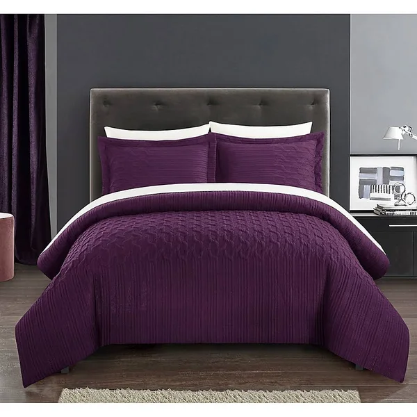 Chic Home Jazmaine 3-Piece King Comforter Set in Plum